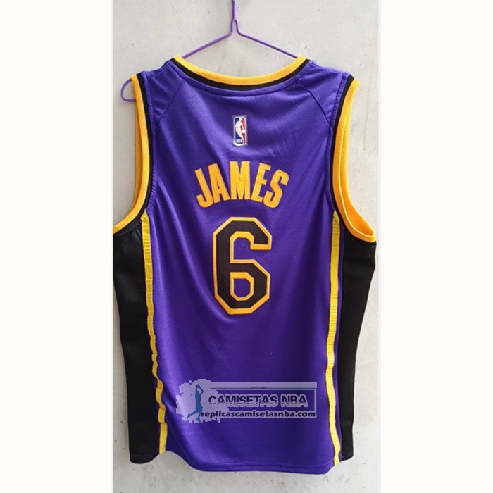 Camiseta Los Angeles Lakers LeBron James NO 6 Statement 2022-23 Violeta